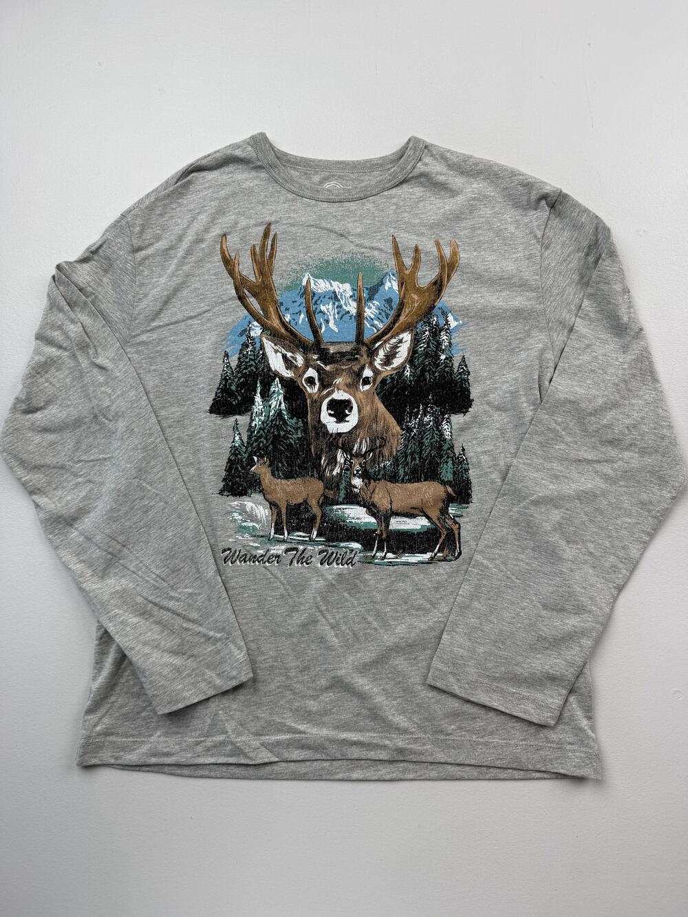 Wonder Nation Shirt Youth XL 14-16 Deer Wander The Wild Long Sleeve Graphic Tee